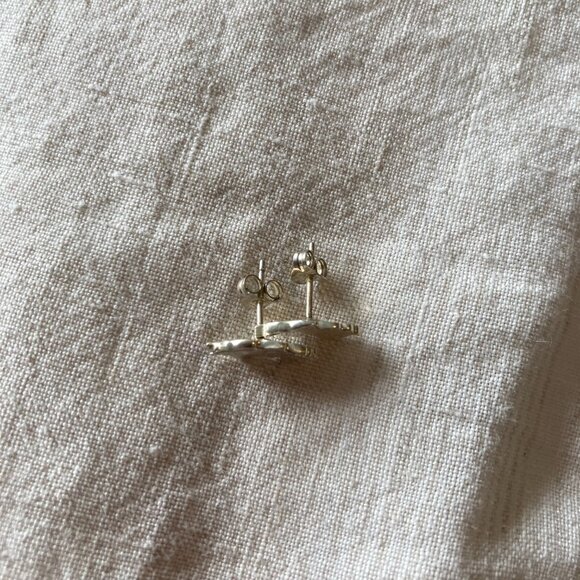Sterling Silver Oak Leaf Stud Earrings - Picture 2 of 2